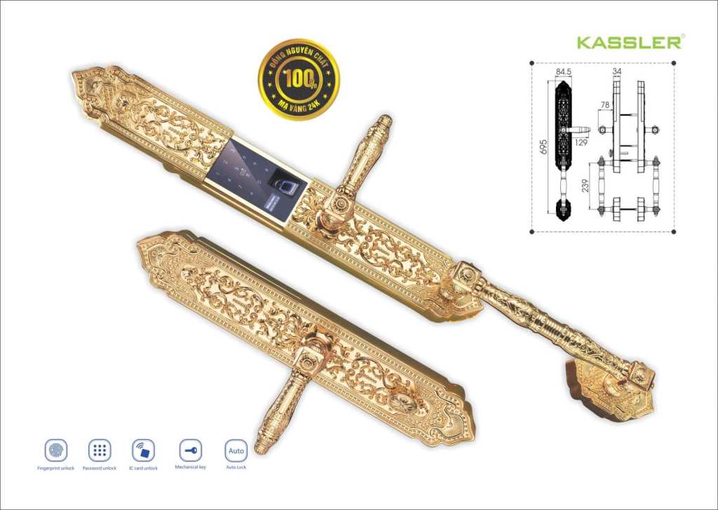 Khóa Vân Tay Cửa Gỗ Đại Sảnh Kassler KL-999