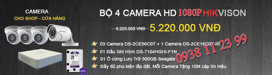 trọn bộ 4 camera giám sát cho cửa hàng