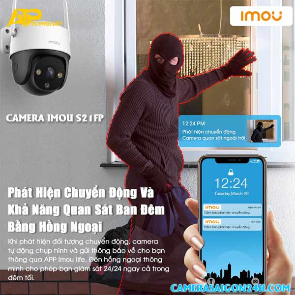 lắp camera wifi ngoài trời imou S21FP cảnh báo chuyển động