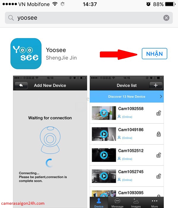 hướng dẫn cài camera yoosee trên điện thoại