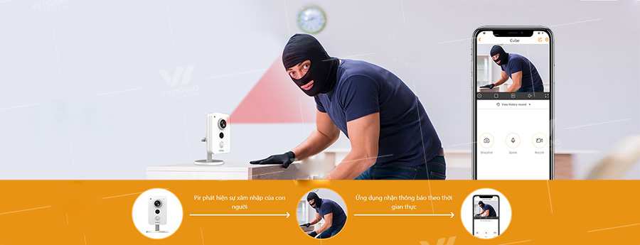 Bán camera Wifi IMOU IPC-K22P dòng Cube 2.0 Camera IP Wifi IPC-K22P-IMOU cho khả năng báo trộm nhanh nhờ vào tính năng PIR tự động gửi thông báo đến điện thoại thông minh khi phát hiện ai đó,